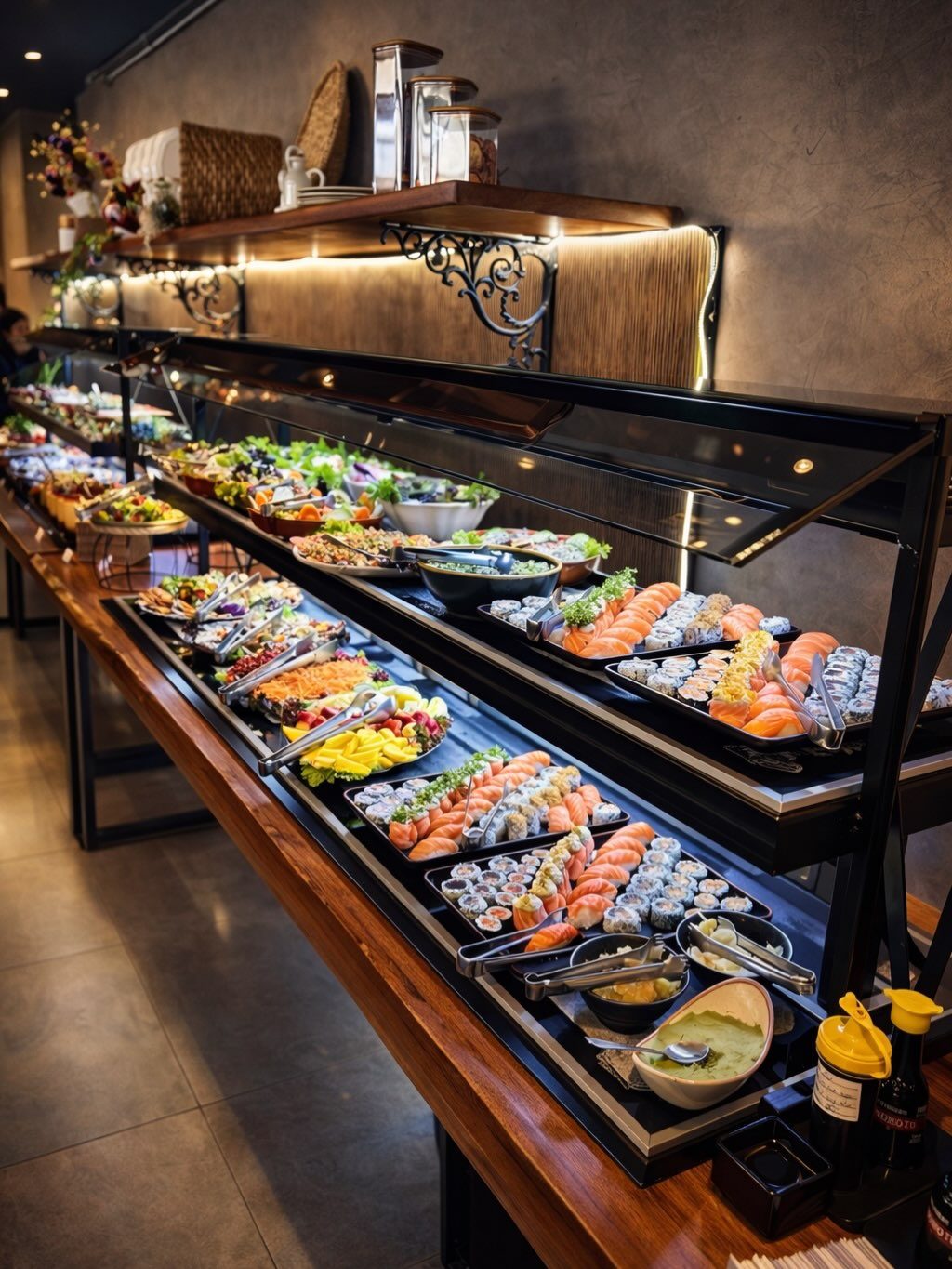 Buffet do almoço com sushi